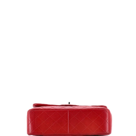 Chanel Classic Jumbo Double Flap Quilted Caviar Leather Shoulder Bag Red - Picture 6 of 6